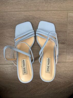 Steve Madden Pale Blue Multi-Strap Square-Toe Sandals